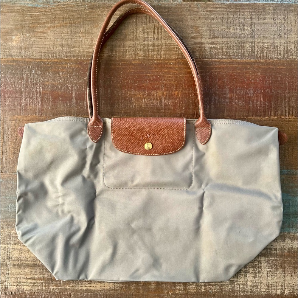 Longchamp Gray and Brown Tote Bag